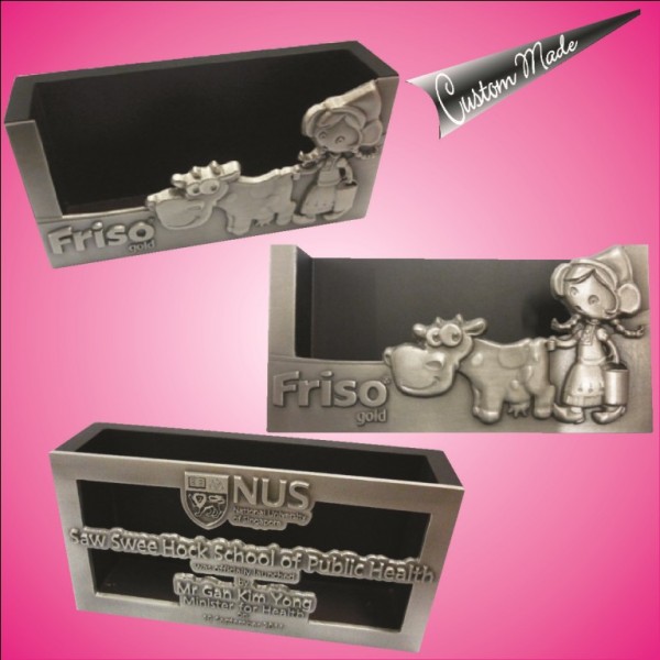 Name Card Holder - Wooden back 3D pewter card holder